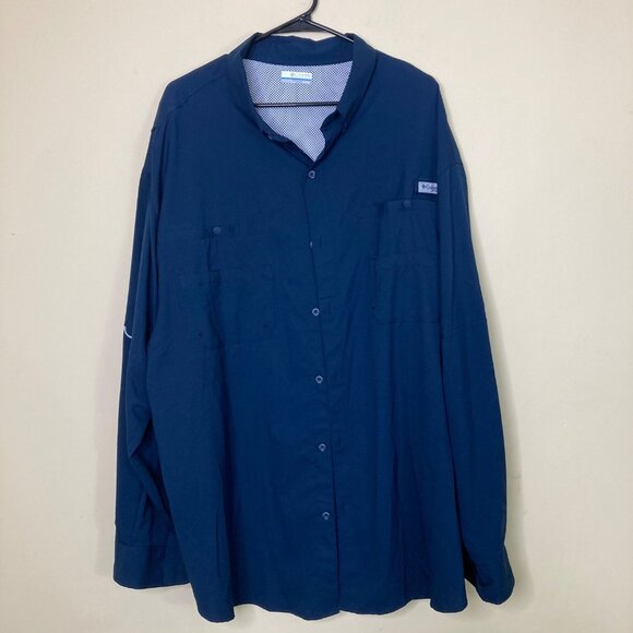 Columbia PFG Shirt Men's 3XL Long Sleeve Button Down Omni-Shade Blue Tamiami - Picture 1 of 10